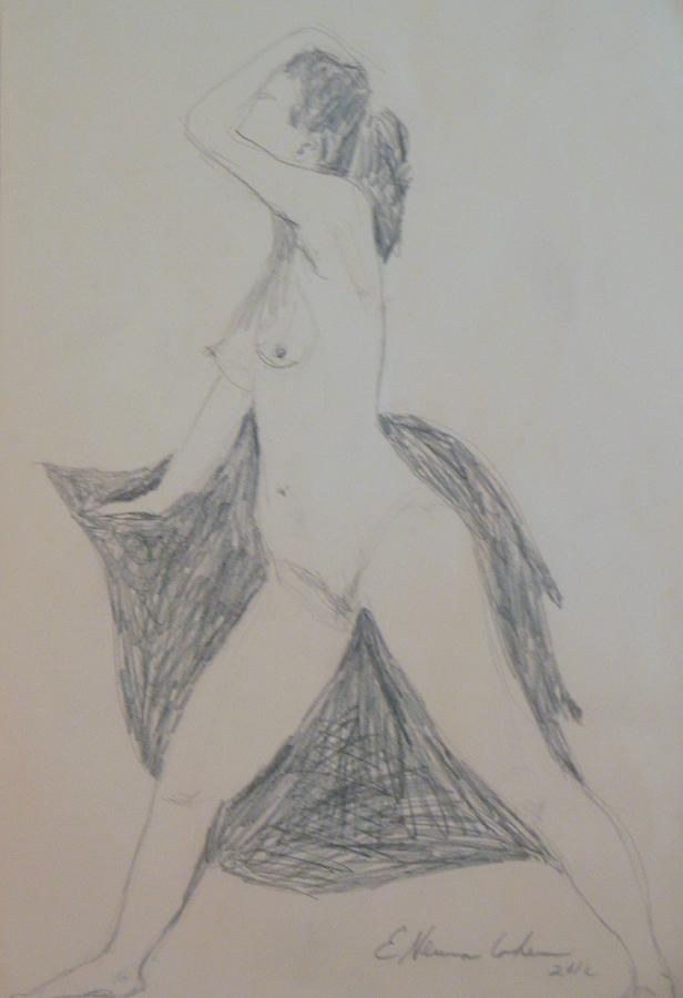 Nude in Triangle Drawing by Esther Newman-Cohen