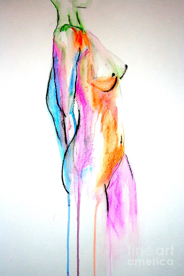 Nude in watercolor Painting by Julie Lueders 