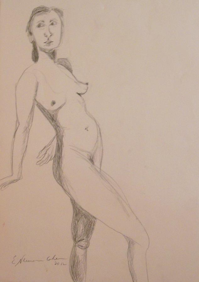 Nude Leaning Back Drawing by Esther Newman-Cohen