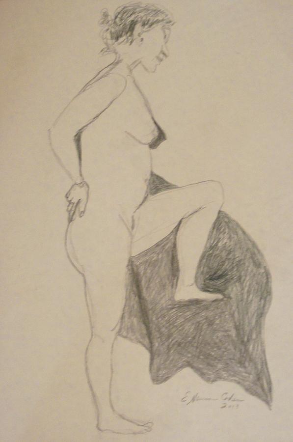Nude Leaning Over Drawing by Esther Newman-Cohen
