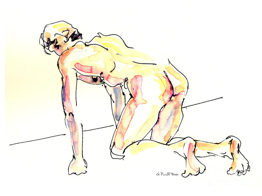 Nude Male Drawings 3w Painting by Gordon Punt