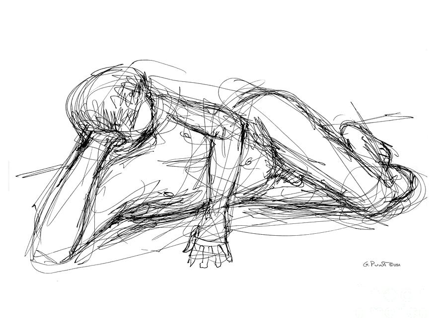 Nude Male Sketches 5 Drawing by Gordon Punt