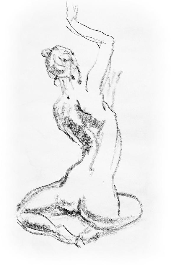 Nude Model Gesture V Drawing by Irina Sztukowski
