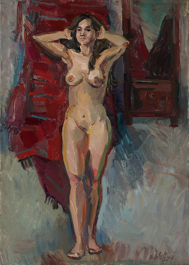 Nude near the mirror Painting by Juliya Zhukova