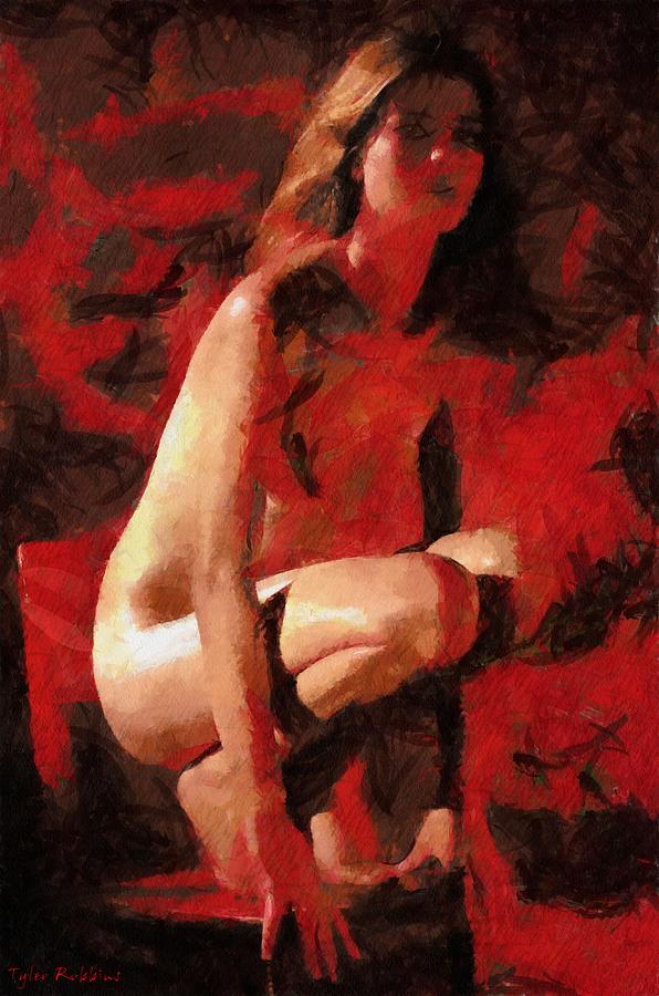 Nude On A Chair Painting by Tyler Robbins