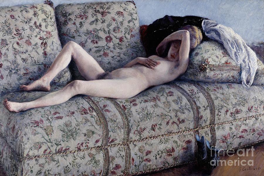 Nude Painting - Nude On A Couch by Gustave Caillebotte