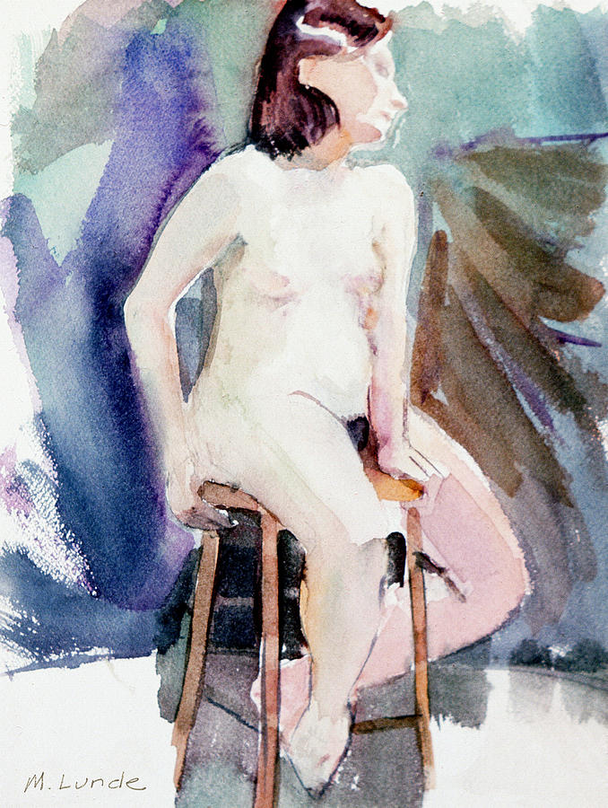 Nude on a Stool Painting by Mark Lunde