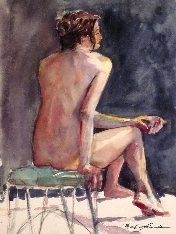 Nude on a Wire Stool Painting by Mark Lunde