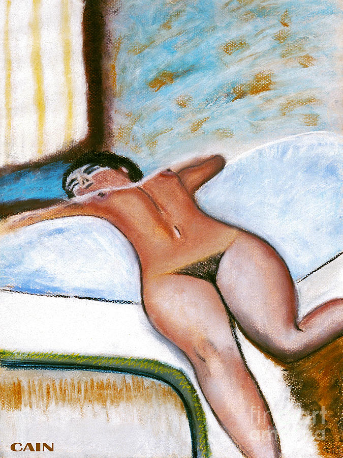 Nude On Bed Art Print Painting by William Cain