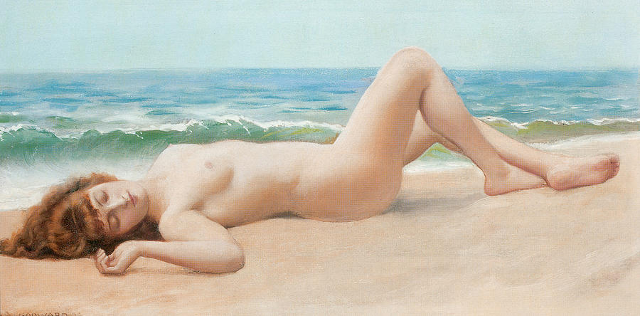 Nude On The Beach Painting by John William Godward