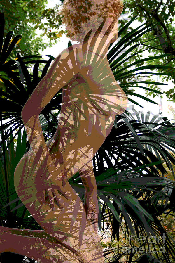 Nude peeking through the Palms Digital Art by Jack Ader