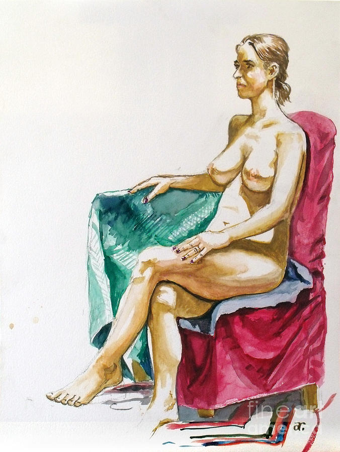 Nude Sitting study Painting by Armand Roy