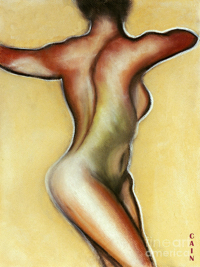Nude Study With Yellow And Green Painting by William Cain