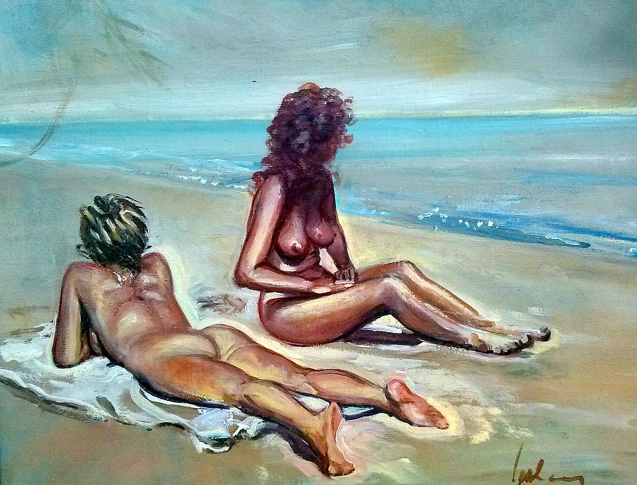 Nude Sunbathers Painting by Philip Corley