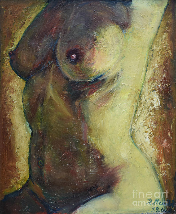 Nude Female Torso Painting by Raija Merila