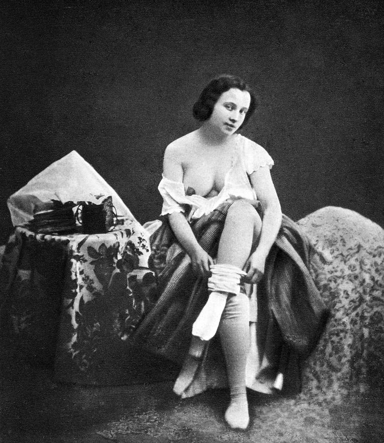 Nude Photograph - NUDE UNDRESSING, c1850 by Granger