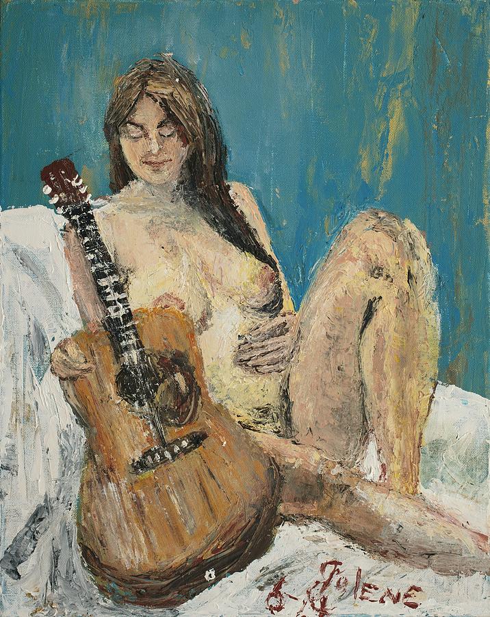 Nude with Guitar Painting by Julene Franki