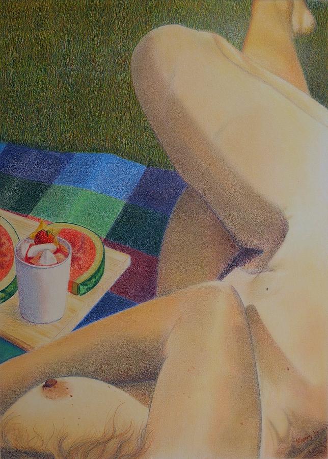 Nude with Melon Slices Painting by Scott Kingery