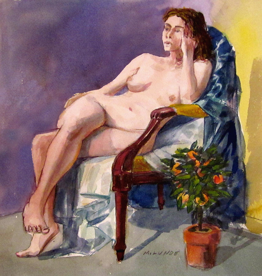Nude with Orange Tree Painting by Mark Lunde