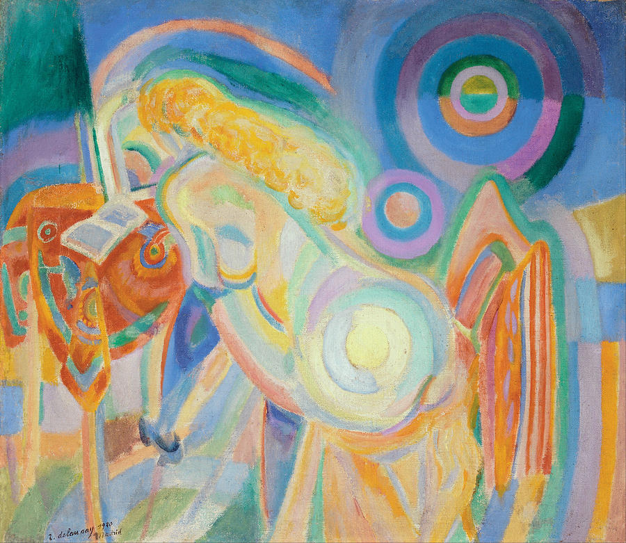 Nude Woman Reading Painting by Robert Delaunay