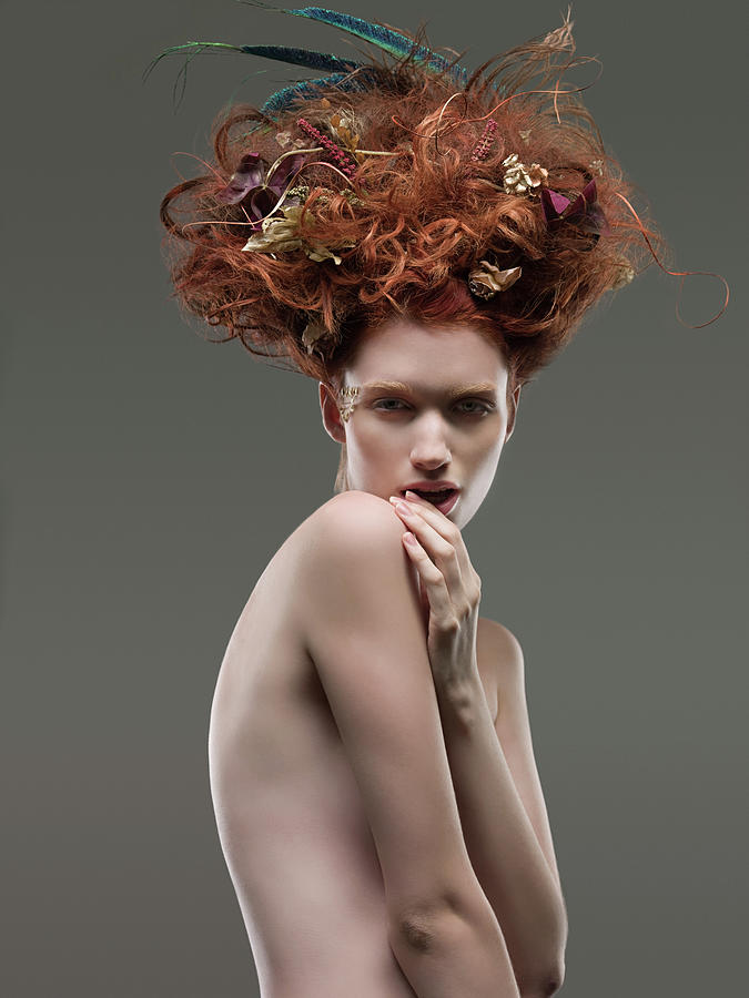 Nude Woman With Dried Flowers In Hair Photograph by Bill Diodato