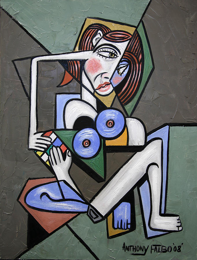 Nude Woman With Rubiks cube Painting by Anthony Falbo