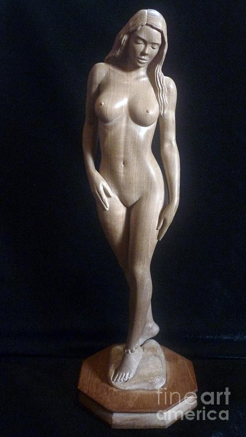 Nude Woman - Wood Sculpture Sculpture by Ronald Osborne