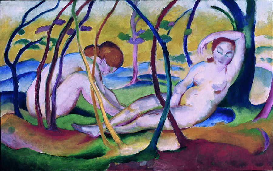 Franz Marc Painting - Nudes under Trees by Franz Marc