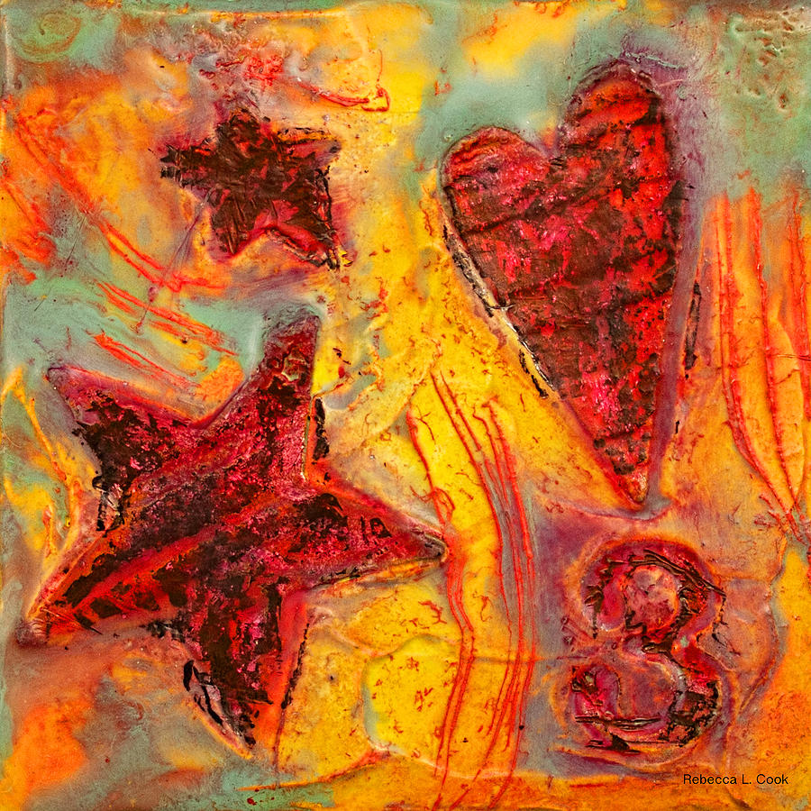Number 3 Encaustic Tiny Series Mixed Media by Bellesouth Studio