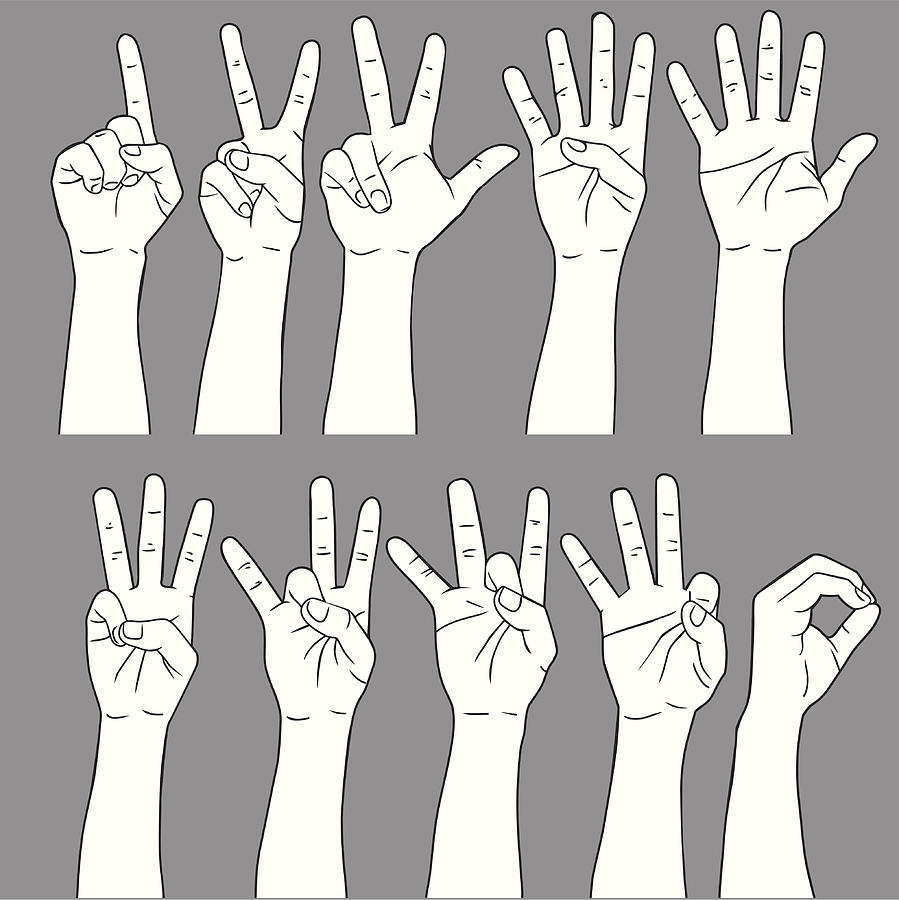 Number Sign Language Drawing by Kimberrywood