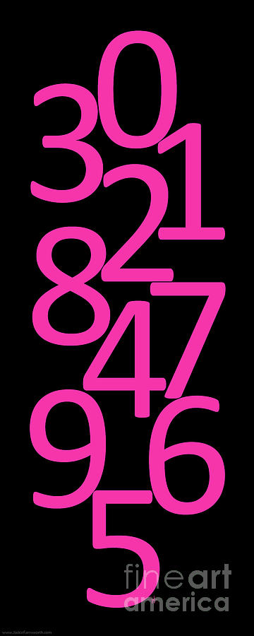 Numbers Digital Art - Numbers in Pink and Black by Jackie Farnsworth