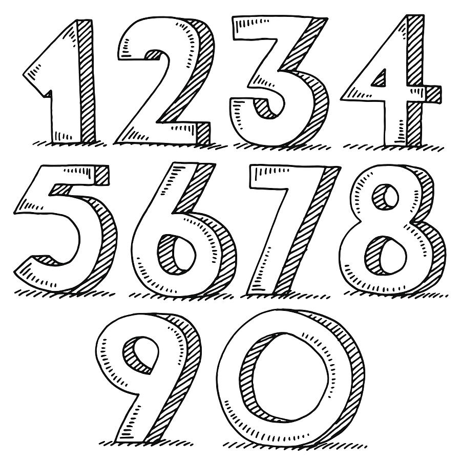 Numbers Set Drawing Drawing by FrankRamspott