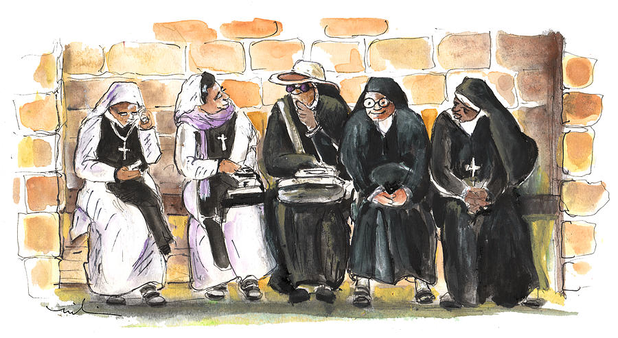 Nuns in Noto Painting by Miki De Goodaboom