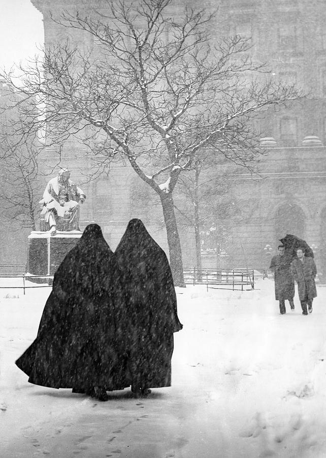 Nuns In Snow New York City 1946 Photograph