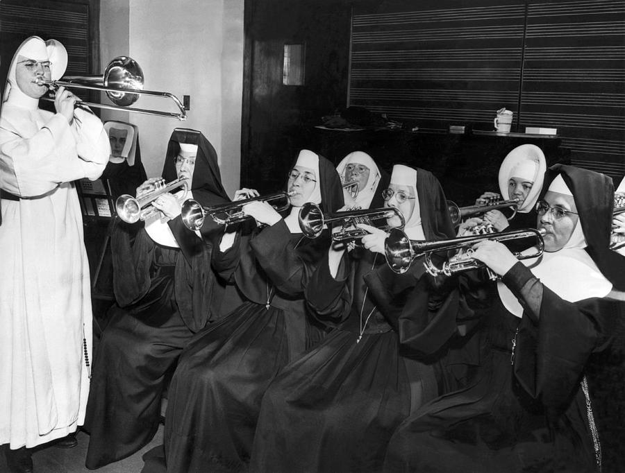 Nuns Rehearse For Concert Photograph by Underwood Archives