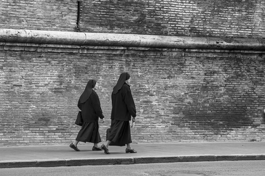 Nuns and The Vatican Walls Photograph by Sonny Marcyan