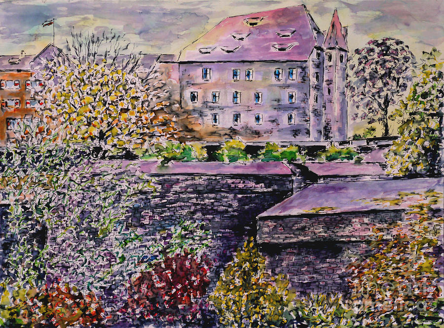 Nuremberg emperors castle northern side lifted darkness Painting by Almo M