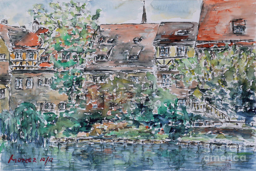 Nuremberg southern riverside of Pegnitz Painting by Almo M