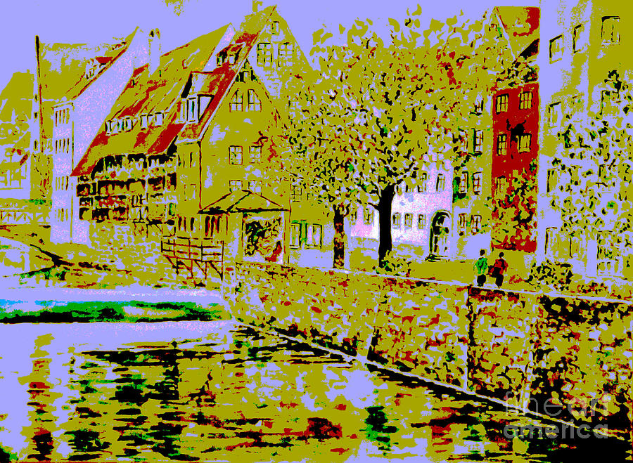 Nuremberg walk by the riverside golden fleece series Painting by Almo M