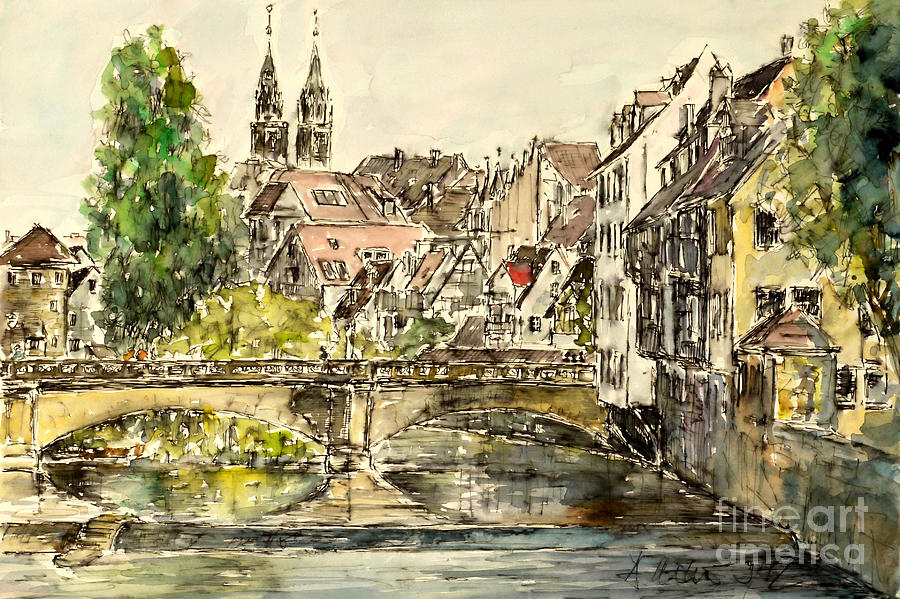 Nuremberg watching St.Laurence Cathedral Painting by Almo M
