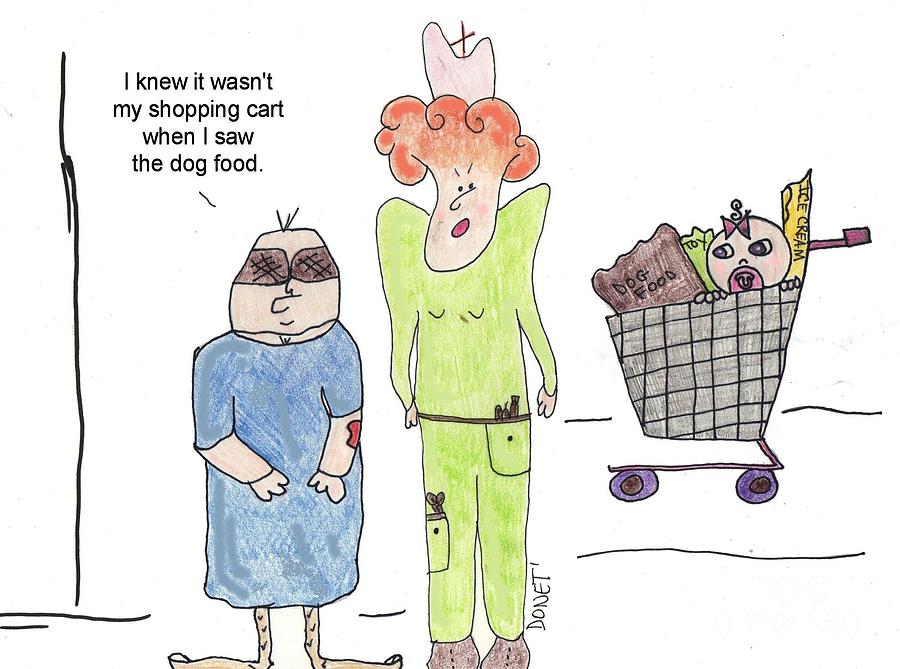 Nurse Hazel and The Shopping Cart Painting by Donna Daugherty
