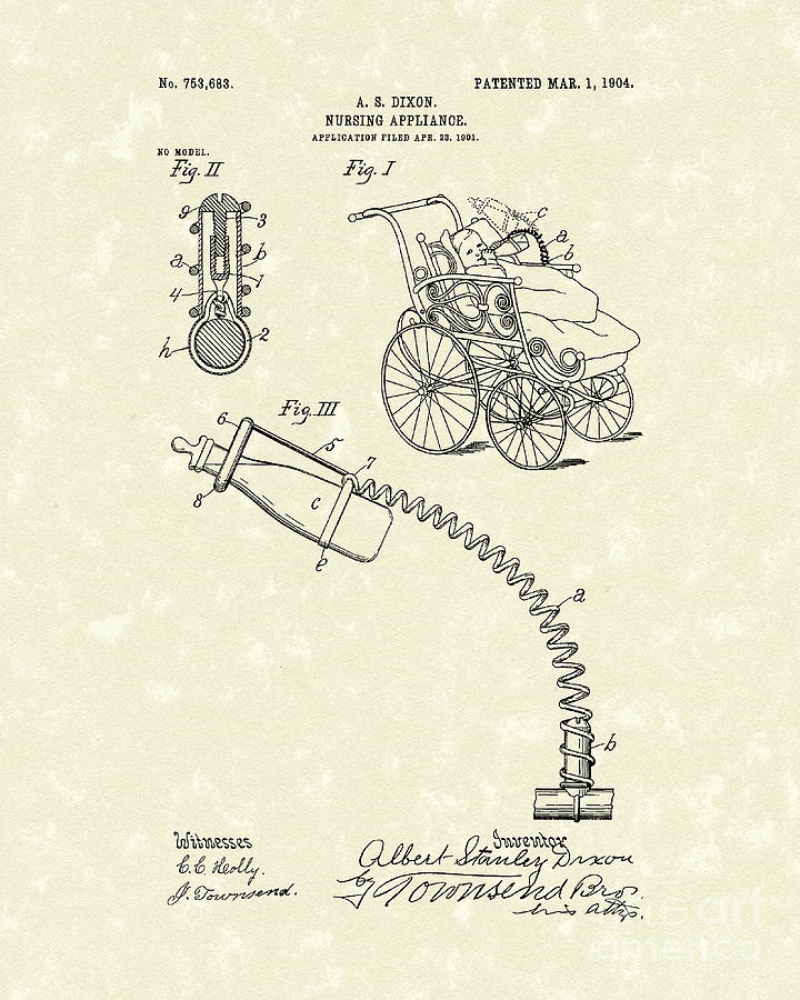 Nursing Aid 1904 Patent Art Drawing by Prior Art Design
