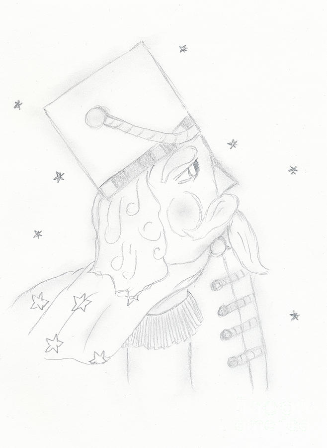 Nutcracker Toy Soldier in Black and White Drawing by Sonya Chalmers