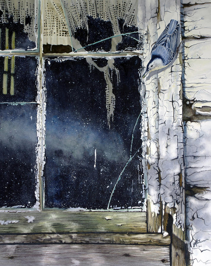 Nuthatch and Window Painting by Greg and Linda Halom