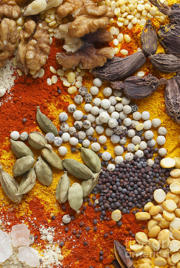 Nuts pulses and spices Photograph by Paul Cowan