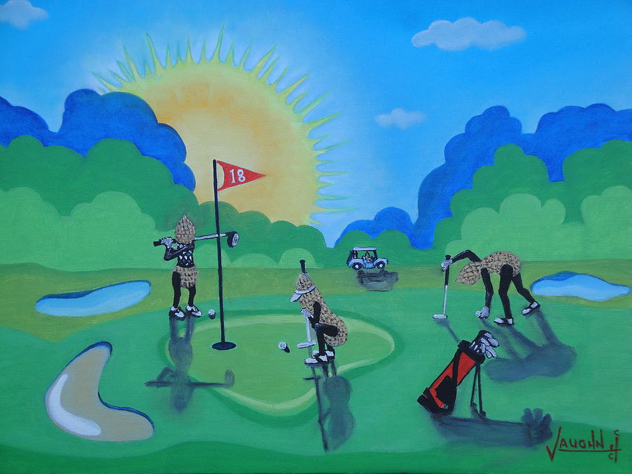 Nutz Bout Golf3 Painting by Charles Vaughn