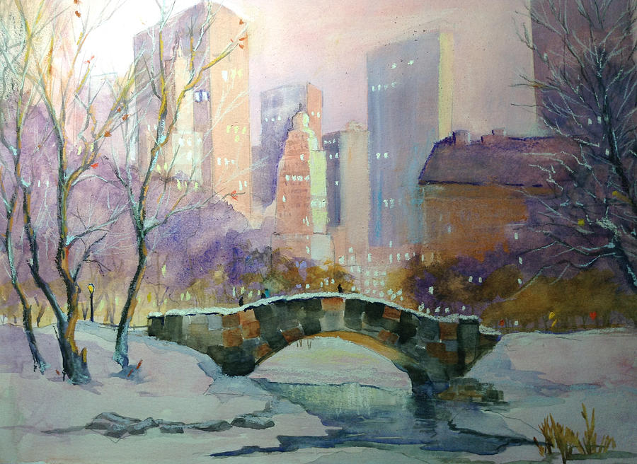 NY Central Park Evening Painting by Judy Fischer Walton