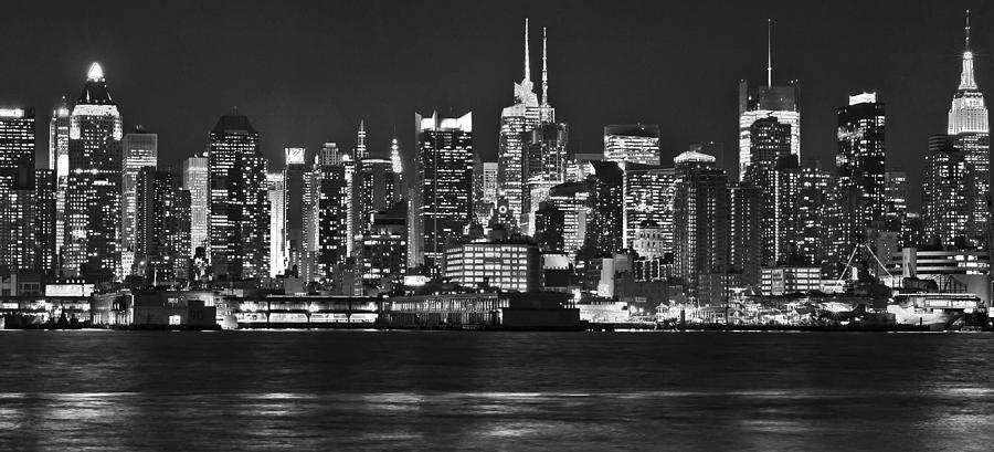 NY Panorama in Black and White Photograph by Mitchell R Grosky