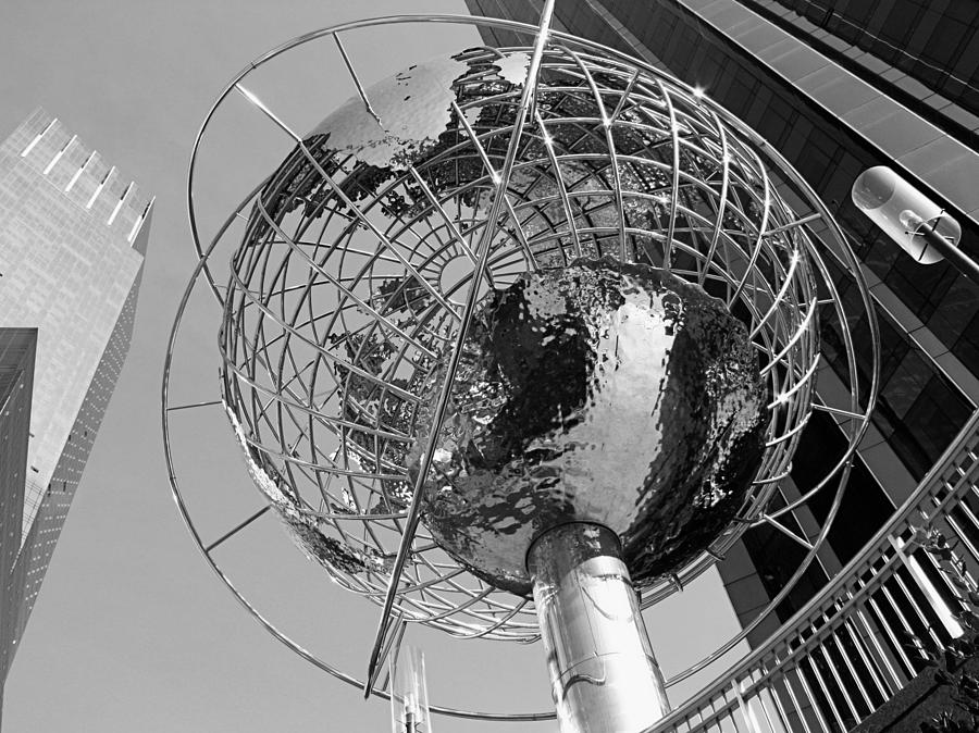 NY Steel Globe BW Photograph by Jenny Hudson