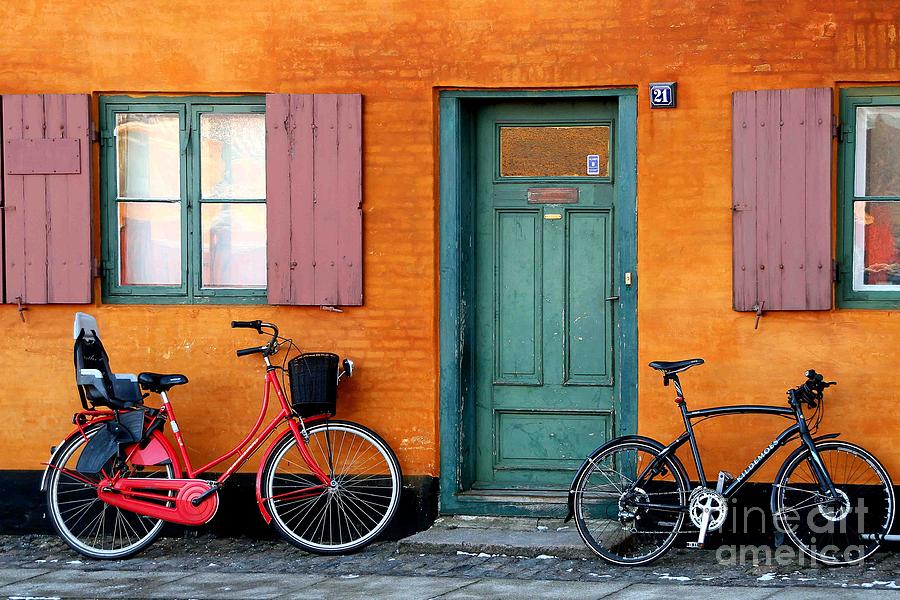 Bicycle Photograph - Nyboder in Copenhagen by Torben Boejstrup